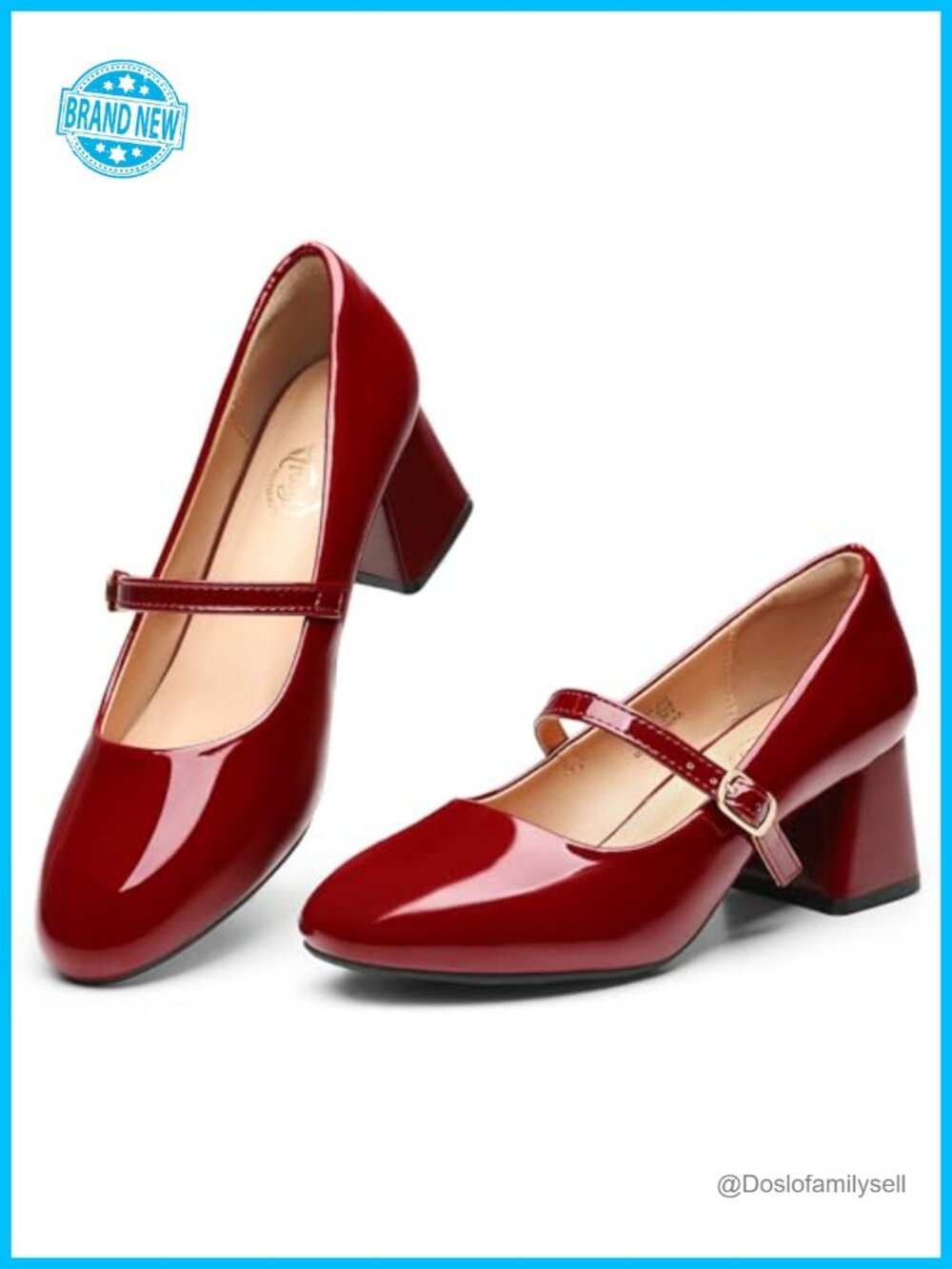 Mary Jane Shoes Chunky Block Heel Closed Toe Buckle Women Dressy Casual